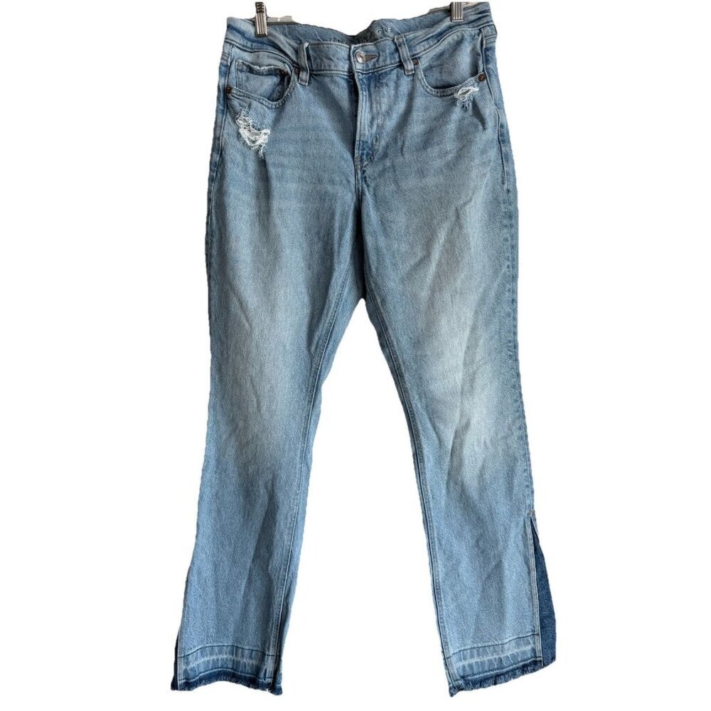 American Eagle Jeans Women's 12 90s Low Rise Skinny Kick Stretch Denim‎ Raw Hem